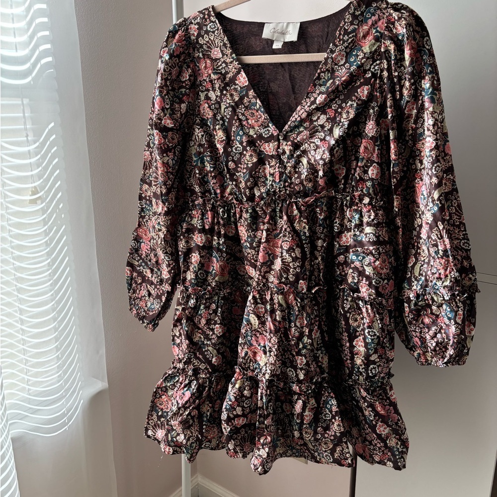 Cleobella Francesca Mini Dress XS Floral Print Boho Mini Long Bell Sleeve - Picture 5 of 6
